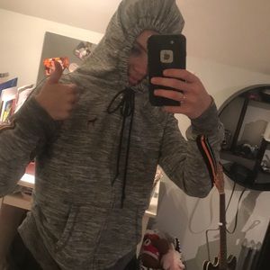 Gray & Orange Hooded Zip Up by PINK